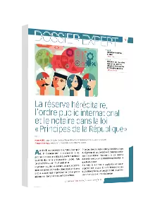 LIVRE BLANC - La réserve héréditaire, l’ordre public international et le notaire dans la loi « Principes de la République »